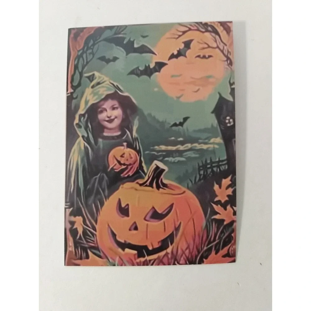 11 Halloween Postcard Lot Retro Witch Pumpkin Bat Skeleton Cat Reproduction NEW